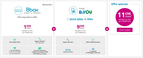 Séries Spéciales Bbox + Forfait B&You 20Go