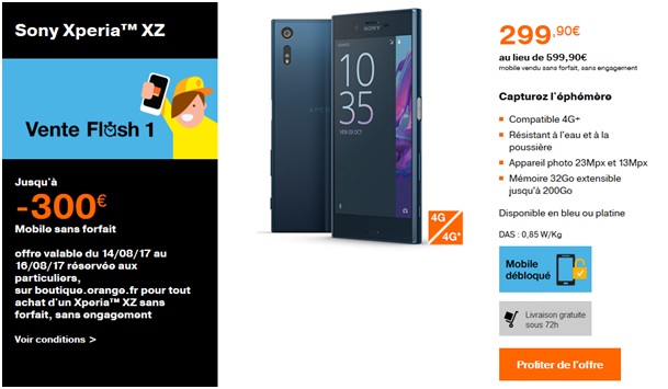 vente flash Sony Xperia XZ