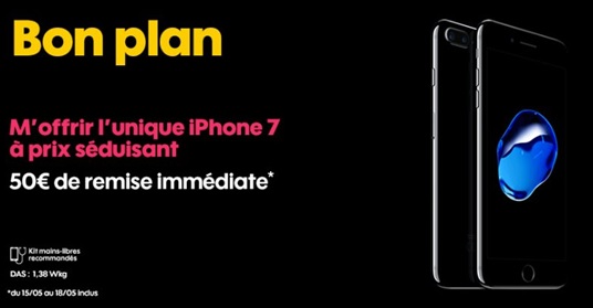 Vente flash : 50 euros de remise immédiate sur l'iPhone 7 chez SOSH