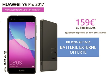 Bon plan Free : le Huawei Y6 Pro 2017 à 159 euros avec une batterie externe offerte