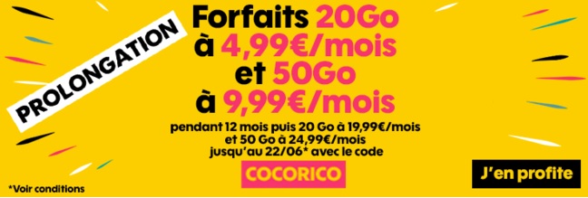 prolongation promo Sosh 20Go 4,99 euros