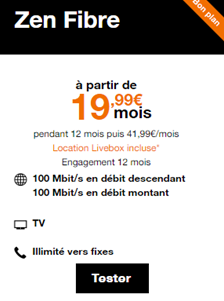 Livebox zen fibre promo