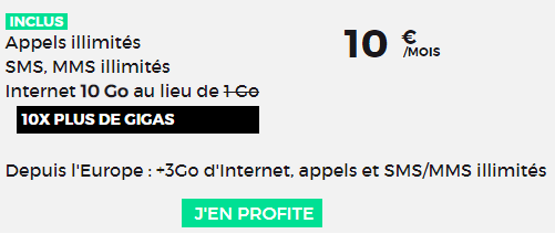 forfait 10go à 10 euros chez red SFR