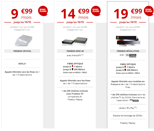 3 offres freebox à prix réduits la première année