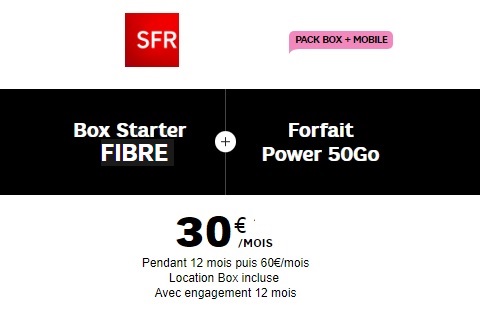 La Box Fibre + un forfait mobile 50Go pour seulement 30€ chez SFR, pas mal non ?