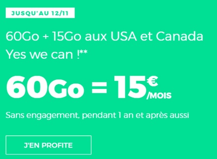 forfait Red 60Go à 15€ chez RED by SFR