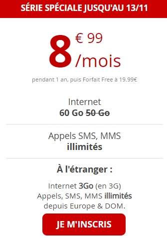 série spéciale free 60Go à 8,99 euros