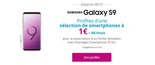 Samsung Galaxy s9 à 1 euro avec un forfait sensation bouygues