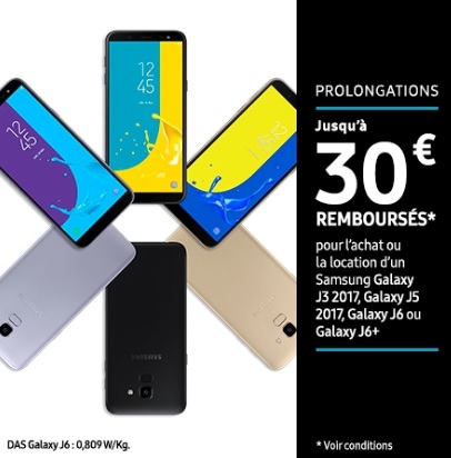 offre de remboursement samsung galaxy J3 , J5, J6 et J6+