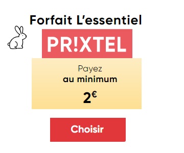 Le forfait essentiel Prixtel à partir de 2 euros
