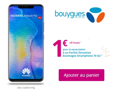 huawei mate 20 pro à partir de 1 euro chez bouygues pour Noël