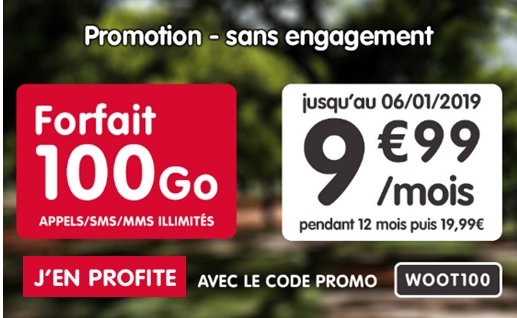 Forfait 100o à 9,99 euros par mois pendant 1 an