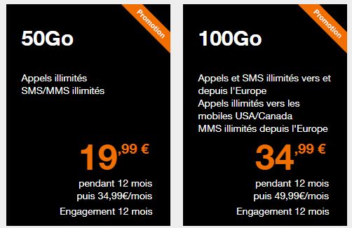 sélection de forfaits orange avec data