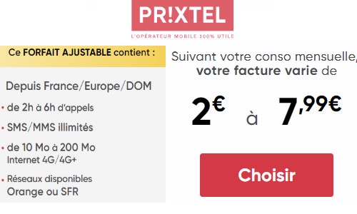 le forfait ajustable Prixtel