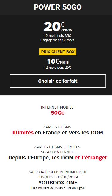 Forfait mobile SFR 50Go