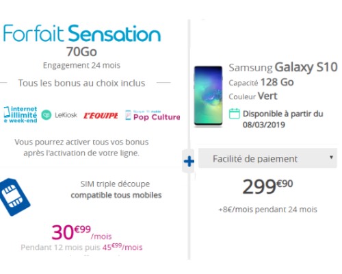 galaxy s10 avec un forfait Bouygues Telecom