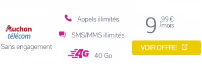 le forfait Auchan Telecom 40Go