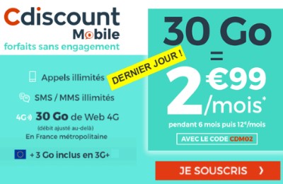 le forfait Cdiscount 30Go promo