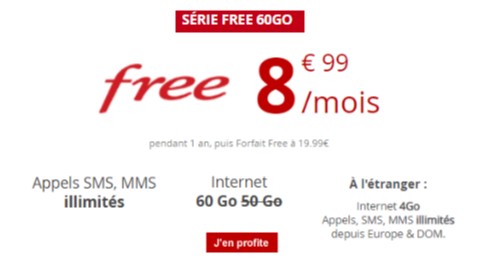forfait free mobile 60go