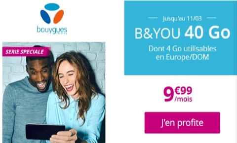le forfait bandyou 40go a 9.99 euros par mois a vie