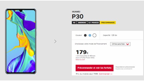 huaweip30-sfr-prix