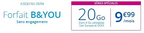 Forfait B&You en promo 20Go