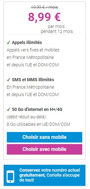 Forfait Coriolis pas cher
