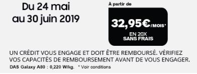 Financement Galaxy A80 Samsung Boulanger