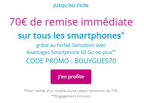 Promo Bouygues Telecom 70 euros de remise