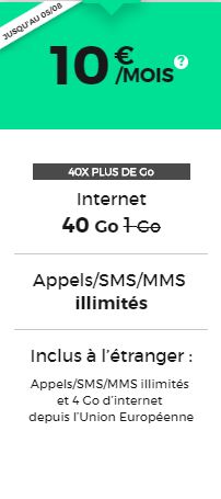 Forfait RED 10 euros