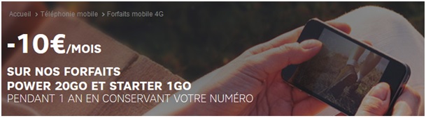 SFR : 10 euros/mois de remise sur les forfaits Power 20Go et Starter 1Go jusqu'à ce soir 
