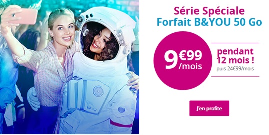 Bon plan : La Série Spéciale B&YOU 50Go à 9.99 euros par mois et la carte SIM à 1 euro