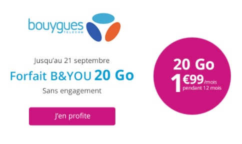Nouveauté ! Une Série Spéciale B&YOU 20Go à 1.99 euros chez Bouygues Telecom