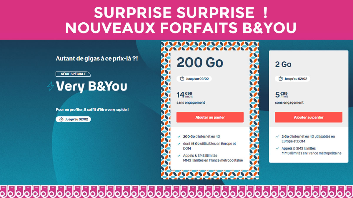 Deux forfaits illimités B&You 2Go ou 200Go à prix hallucinants débarquent !