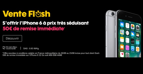 L'iPhone 6 à prix séduisant et le forfait 40Go à prix réduit ... Un duo idéal chez SOSH ! 