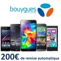 200€ de remise sur l'IPhone 6, le Samsung Galaxy S6 ou encore le Galaxy Note 4 chez Bouygues Telecom
