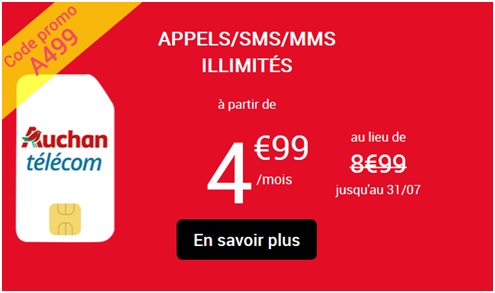 Encore quelques jours pour profiter du forfait illimité à 4.99 euros chez Auchan Telecom