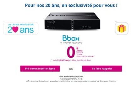 Bouygues Telecom : La Bbox à 0€/mois pendant 12 mois jusqu'au 3 juillet