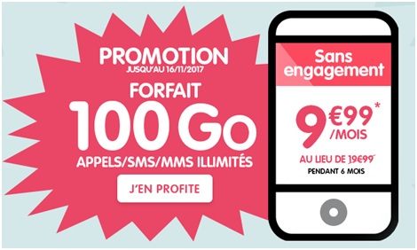 Promotion ! Le forfait 100 Go à 9.99 euros chez NRJ Mobile