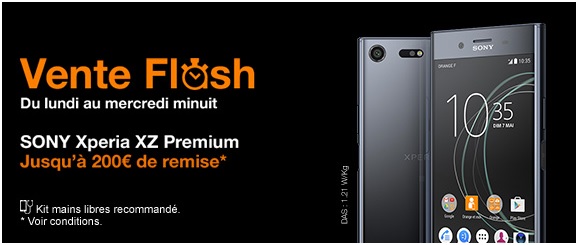 Le Sony Xperia XZ Premium et le Huawei P8 Lite en vente flash chez Orange