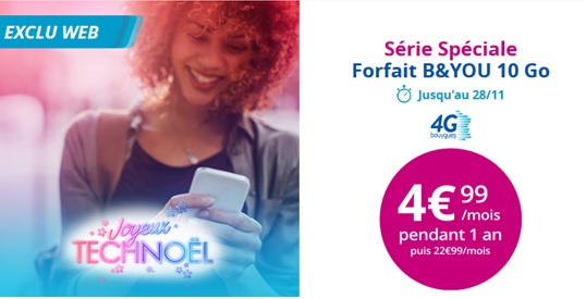 Bon plan de dernière minute : La Série Spéciale B&YOU 10Go à 4.99 euros s'arrête dans quelques heures