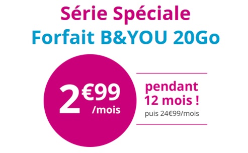 Alerte promo : La Série Spéciale B&YOU 20Go à 2.99 euros chez Bouygues Telecom s'arrête ce soir !