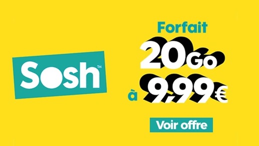SOSH : Derniers jours pour profiter du code promo CHEZSOSH (Forfait 20Go à 9.99 euros)