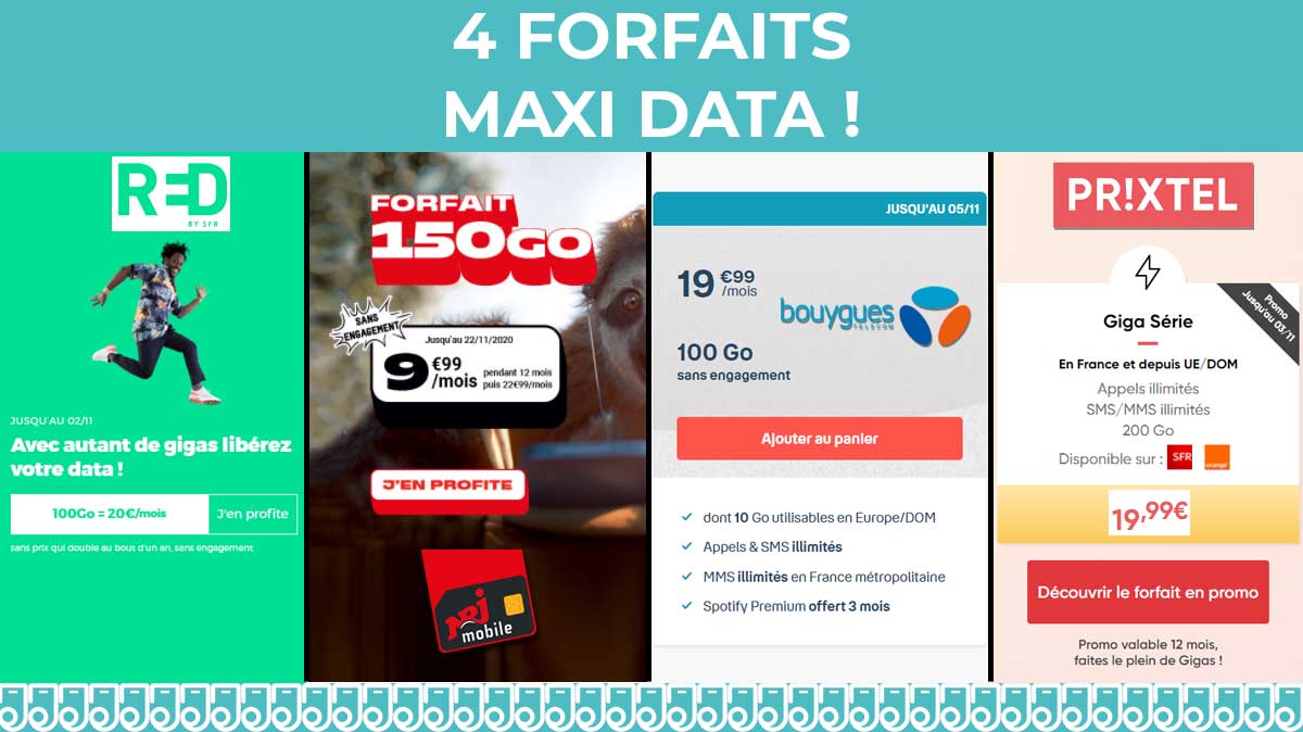 4 forfaits mobiles avec jusqu'à 200Go de 4G pour communiquer sans compter !