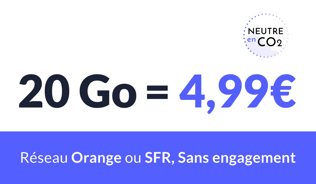ALERTE ! Jusqu’à ce soir uniquement : forfait mobile 20Go à 4€99 sur Orange ou SFR