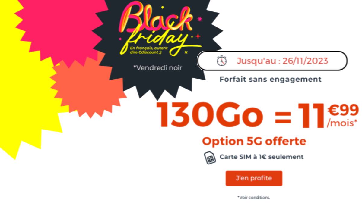 Alerte ! Le meilleur forfait mobile du Black Friday avec 130Go en 5G à moins de 12€ à saisir de toute urgence