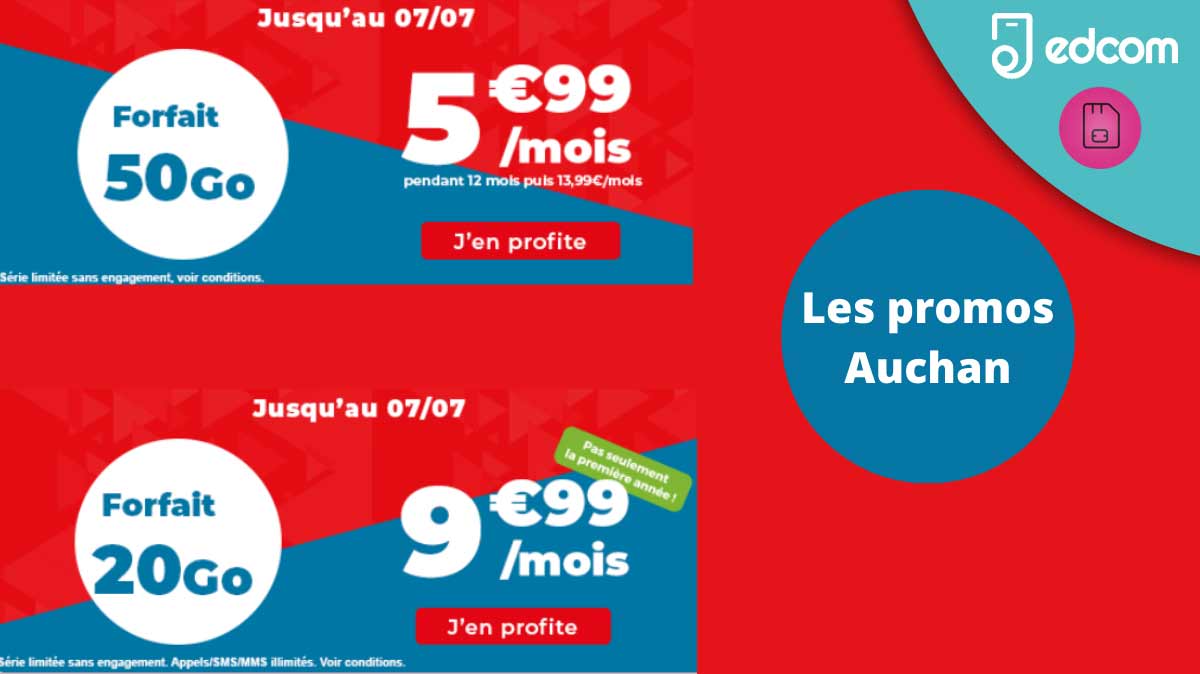Auchan Telecom : Deux forfaits 20 ou 50Go pour vos SOLDES !