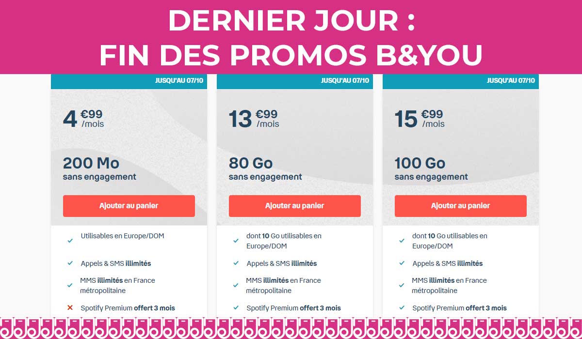 B&You met fin à ses trois forfaits mobiles en promotion !