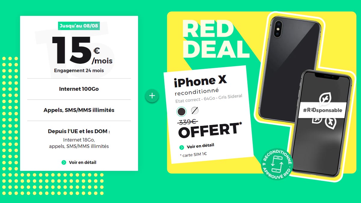 BON PLAN : RED vous offre un iPhone X avec son forfait 100Go à 15€