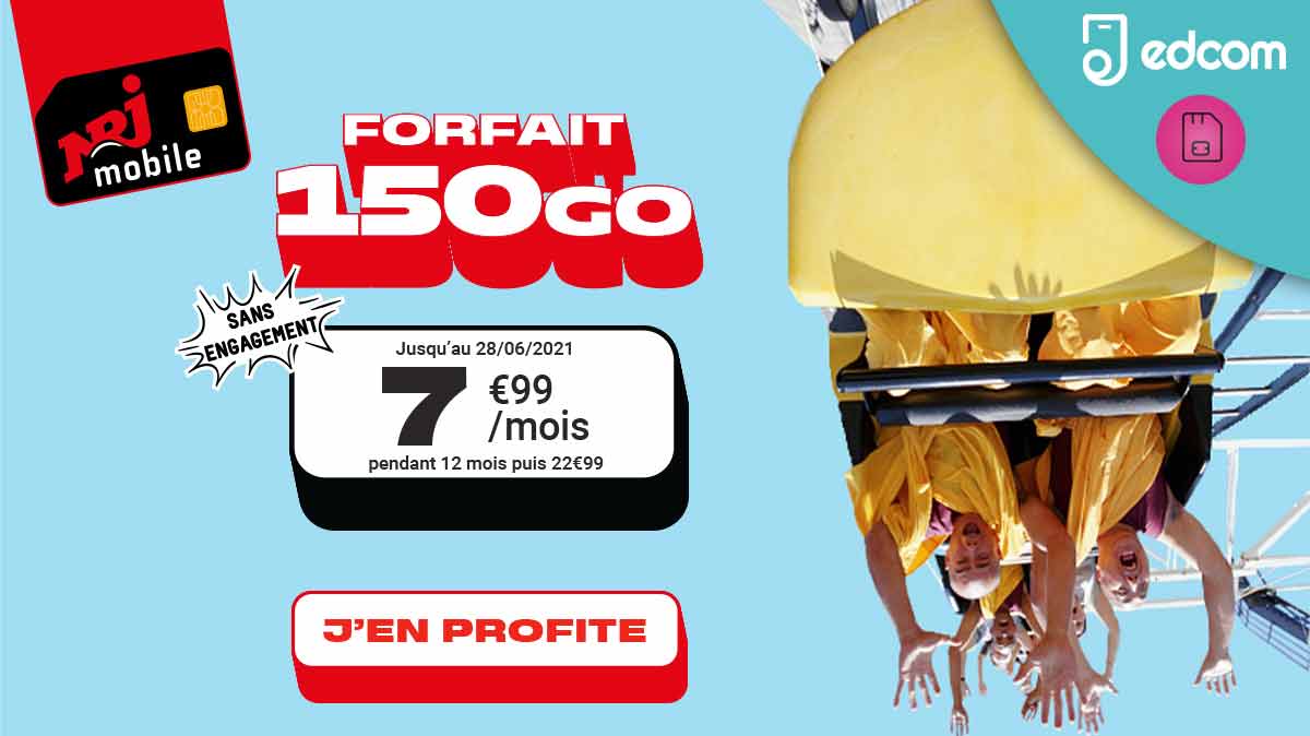 BON PLAN : un forfait 150 Go en promo pour seulement 7,99 € par mois chez NRJ Mobile !